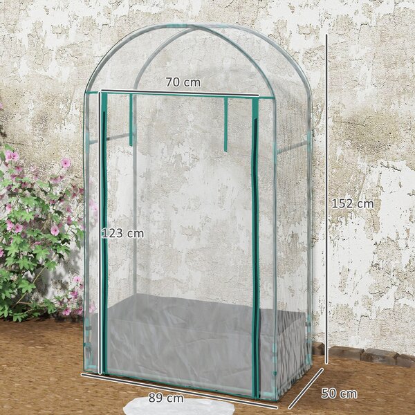 Outsunny Serra per Orto in Acciaio e Plastica con Sacca in PE impermeabile e Porta Avvolgibile, 89x50x152 cm, Trasparente|Aosom