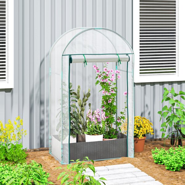 Outsunny Serra per Orto in Acciaio e Plastica con Sacca in PE impermeabile e Porta Avvolgibile, 89x50x152 cm, Trasparente|Aosom