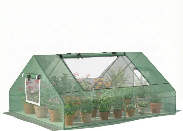 Outsunny Serra da Giardino con Porte Avvolgibili e Finestre a rete in Acciaio, con Rivestimento in PE, 180x140x80cm, Verde | Aosom Italy