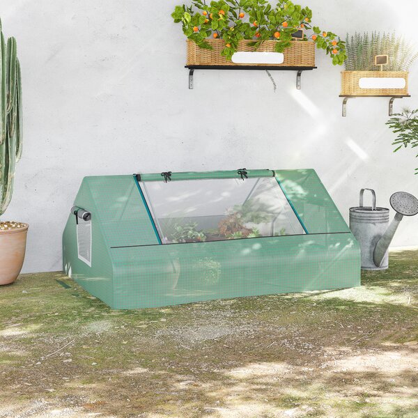 Outsunny Serra da Giardino con Porte Avvolgibili e Finestre a rete in Acciaio, con Rivestimento in PE, 180x140x80cm, Verde | Aosom Italy