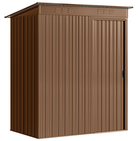 Outsunny Casetta da Giardino in Metallo con Prese d'Aria e Porta Scorrevole, 159x106x181 cm, Marrone | Aosom Italy