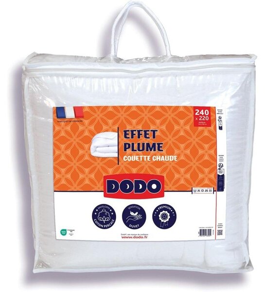 DODO, coperta termica "Effet Plume", 220 x 240 cm, 400 g/m², poliestere, calda e morbida, rettangolare, bianca