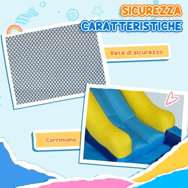 AIYAPLAY Castello Gonfiabile Parco Acquatico 5 in 1, 360x250x195cm, Multicolore | Aosom Italy