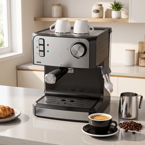 HOMCOM Macchina per caffè espresso 20 bar con lancia vapore e serbatoio 1,6 L, nero | Aosom Italy