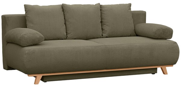 HOMCOM Divano letto con schienale regolabile, vano contenitore e tessuto a coste, verde scuro | Aosom Italy
