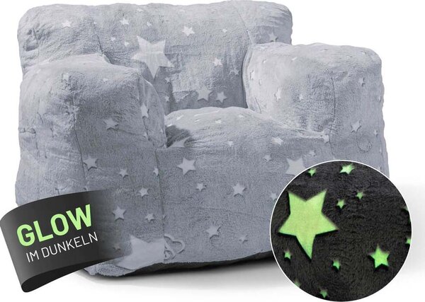 Poltrona LUMALAND "Glow in the Dark" - Misura bambini - Design a stella - Rivestimento morbido e lavabile