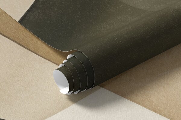 Carta da parati Forme astratte in tonalità di beige e verde, con un effetto di strati traslucidi e, Carta da parati lastrazione, w10022 : Uwalls.it