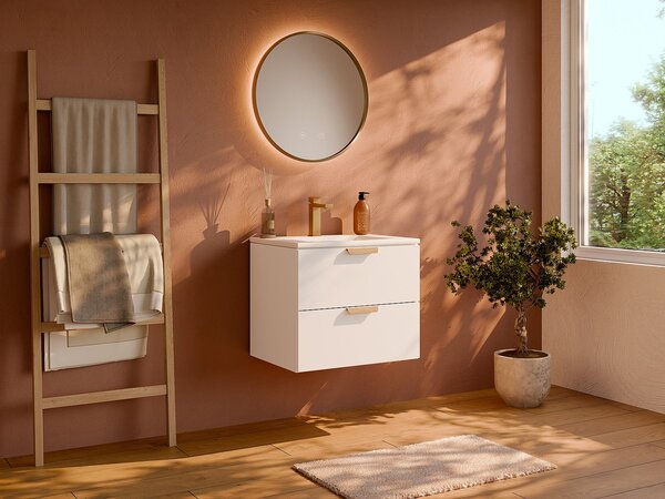 Mobile bagno sospeso con lavabo da incasso Bianco L60 cm – AVORELI