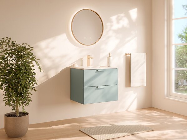 Mobile bagno sospeso con lavabo da incasso Verde mandorla L60 cm – AVORELI