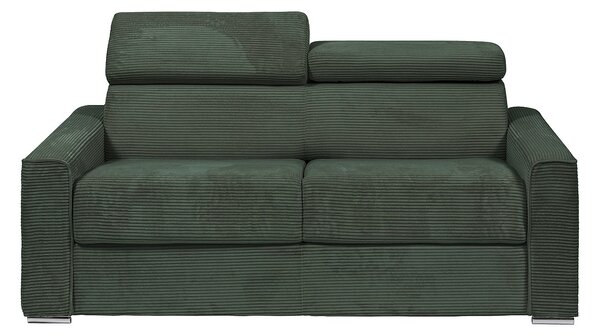 Divano letto 4 posti a ribalta Letto con doghe larghe 160 cm Materasso 22 cm in Velluto a coste Verde - VIZIR