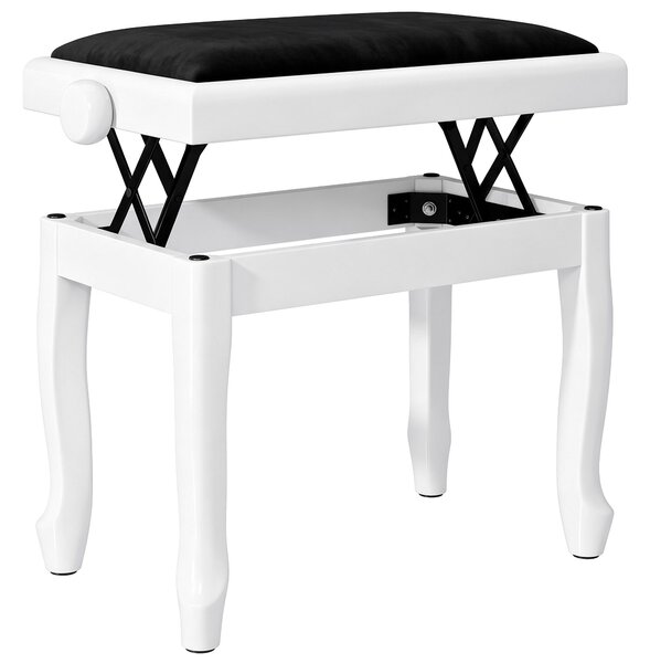 HOMCOM Panca per pianoforte regolabile 45-56 cm con seduta in velluto, bianco | Aosom Italy
