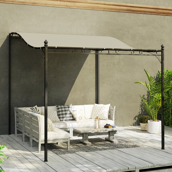 Outsunny Pergola Ricurva con 16 Fori di Drenaggio, in Metallo e Poliestere, 248x298x200/250 cm, Bianco Crema | Aosom Itay