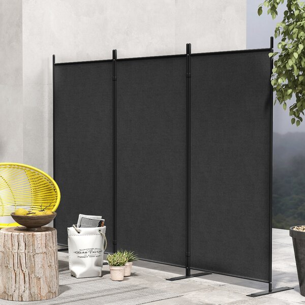 Outsunny Paravento a 3 Pannelli Pieghevole e Regolabile da Esterno, in Poliestere e Metallo, 252x44x176 cm, Grigio Carbone | Aosom Italy