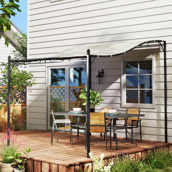 Outsunny Pergola Ricurva con 16 Fori di Drenaggio, in Metallo e Poliestere, 248x298x200/250 cm, Bianco Crema | Aosom Itay