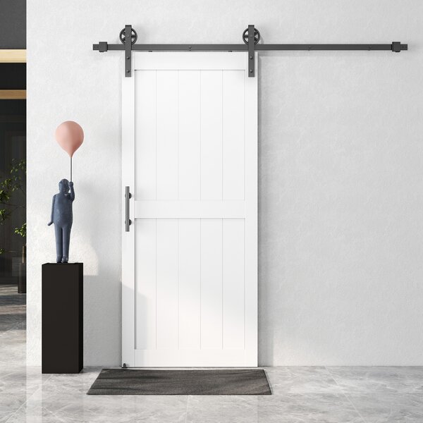 HOMCOM Porta Scorrevole con la ferramenta di montaggio da Interno, Stile Industriale, 81.3x213.4 cm, Legno | Aosom Italy
