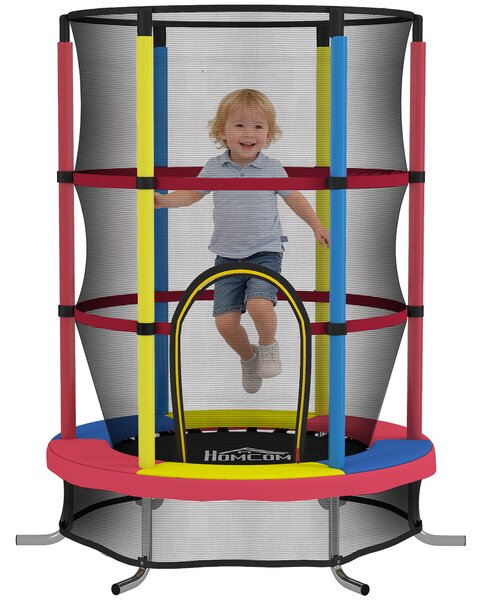 HOMCOM Trampolino per Bambini 3-6 Anni con Rete di Sicurezza, Senza Molle, Ø160x190 cm, Multicolore | Aosom Italy