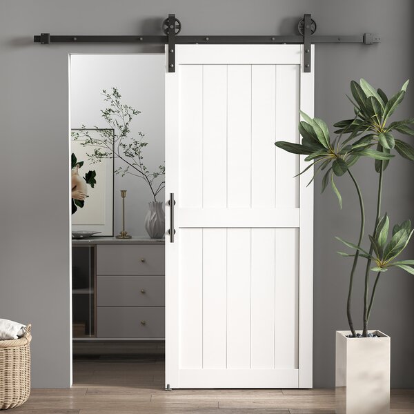 HOMCOM Porta Scorrevole con la ferramenta di montaggio da Interno, Stile Industriale, 81.3x213.4 cm, Legno | Aosom Italy