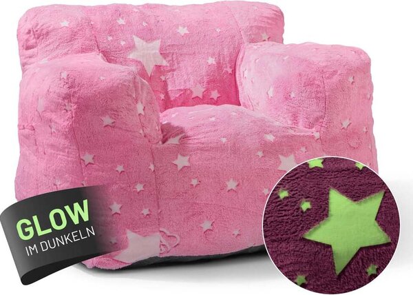 Poltrona LUMALAND "Glow in the Dark" - Misura bambini - Design a stella - Rivestimento morbido e lavabile