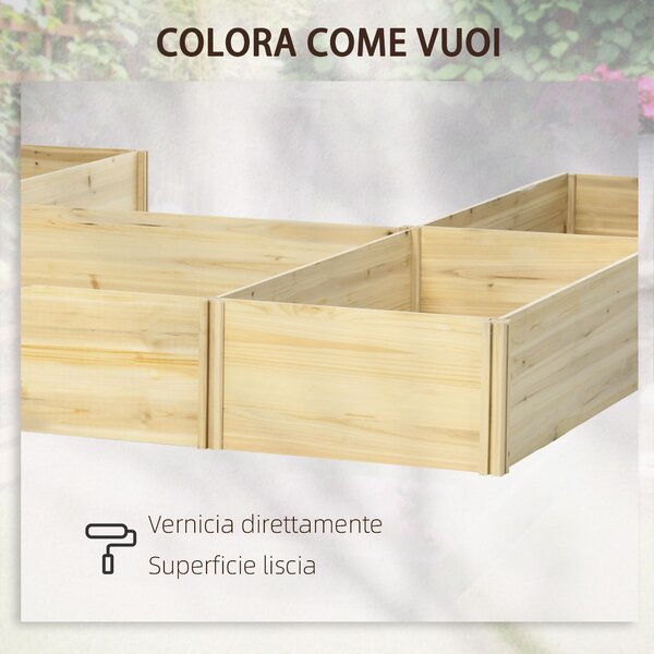 Outsunny Fioriera da Esterno 5 Pezzi componibili a Fondo Aperto in Legno di Abete, 230x230x28 cm|Aosom
