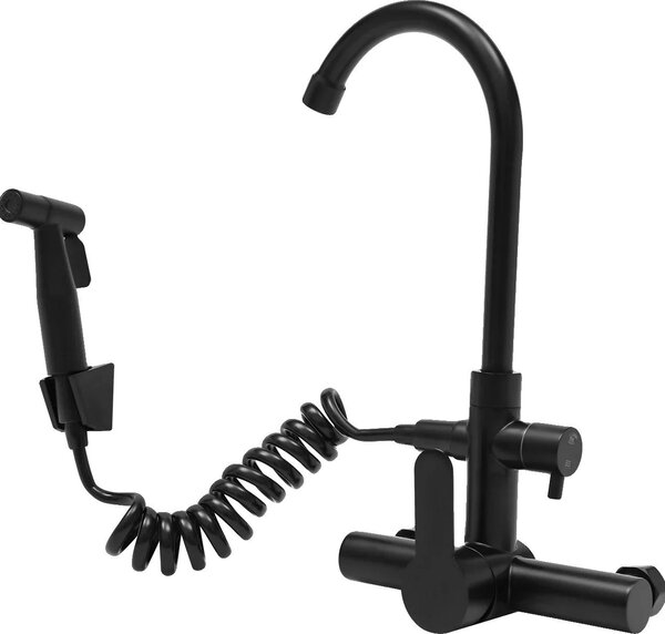 Rubinetto da cucina, design moderno, spray multifunzione, nero