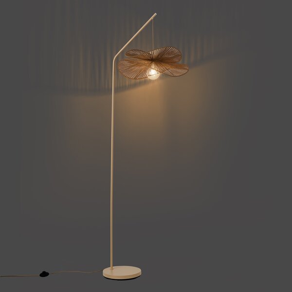 Lampada da terra Art Déco beige con paralume beige - Nest