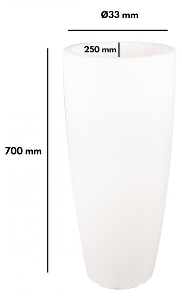 Vaso Illuminabile Tondo Ø33 H70cm, E27 Colore del corpo Bianco