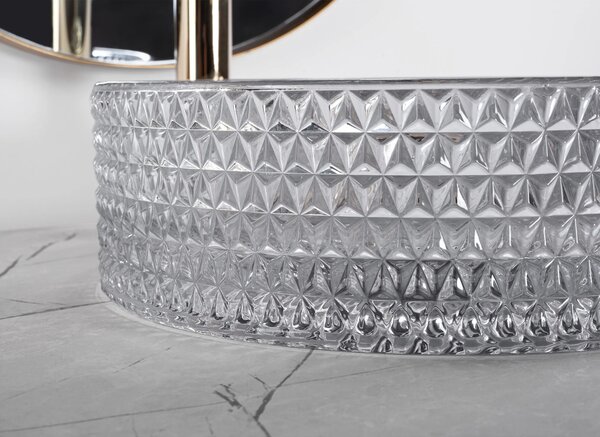 Lavabo da appoggio Rea Cristal Light Grey