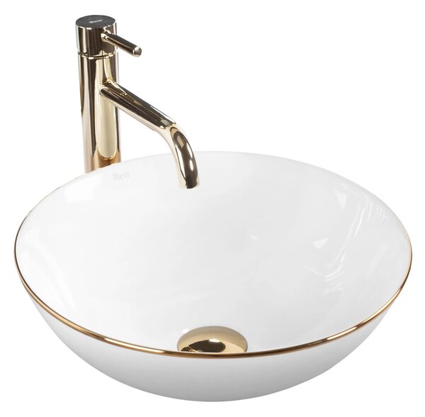 Lavabo da appoggio in ceramica Stella White gold edge