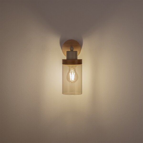 Lampada da parete WOODNEST 1xE27/15W/230V pino/crema