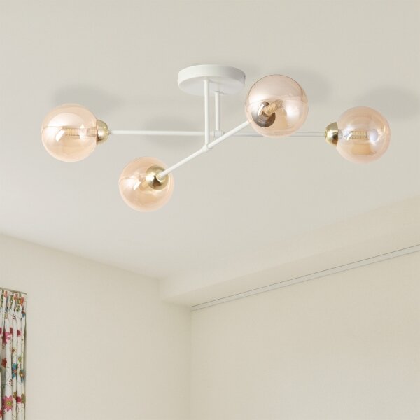 Lampadario a plafone OBSIDIAN 4xG9/10W/230V crema/dorato/beige fumé