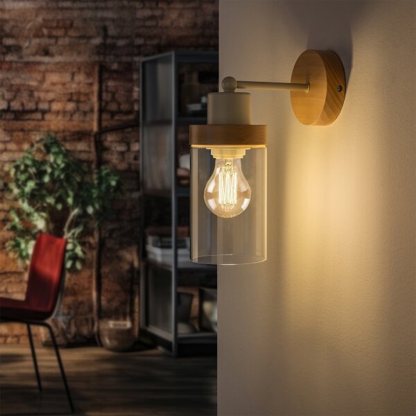 Lampada da parete WOODNEST 1xE27/15W/230V pino/crema