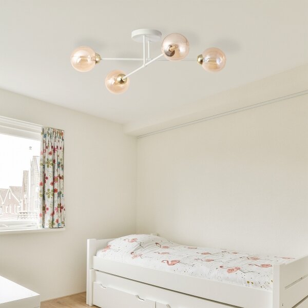 Lampadario a plafone OBSIDIAN 4xG9/10W/230V crema/dorato/beige fumé