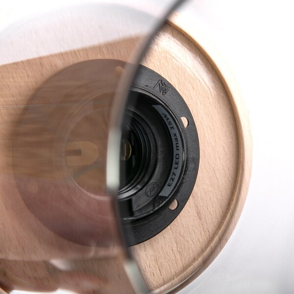 Lampada a sospensione con cavo WOODNEST 1xE27/15W/230V pino/nero fumé