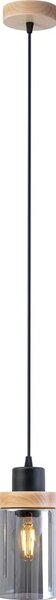 Lampada a sospensione con cavo WOODNEST 1xE27/15W/230V pino/nero fumé