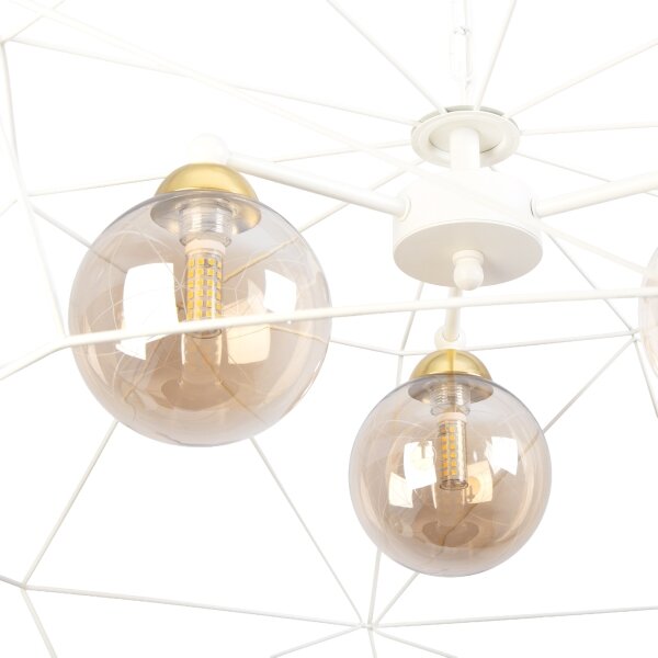 Lampadario a catena DEXA 3xG9/10W/230V crema/oro/beige fumé