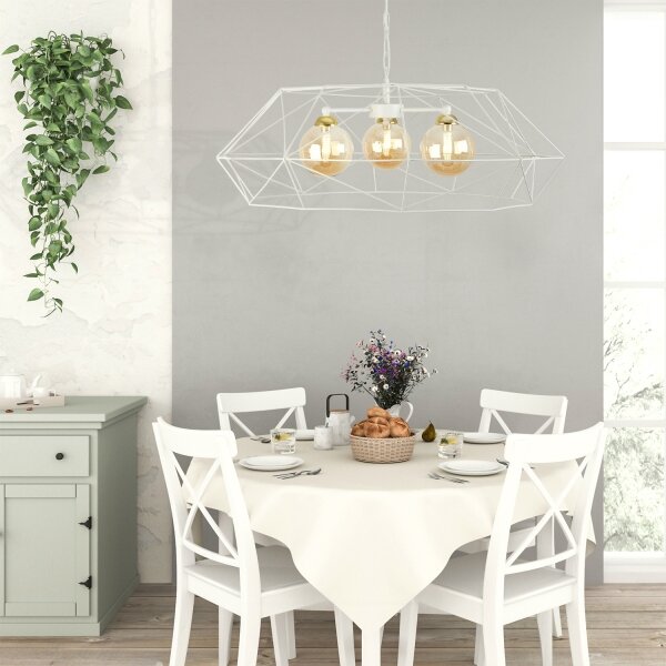 Lampadario a catena DEXA 3xG9/10W/230V crema/oro/beige fumé