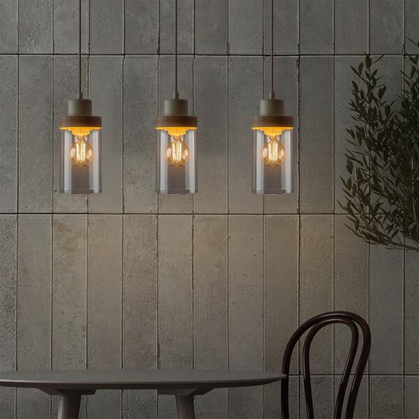 Lampadario a cavo WOODNEST 3xE27/15W/230V pino/crema