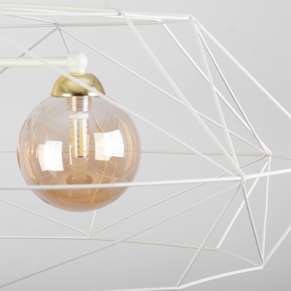 Lampadario a catena DEXA 3xG9/10W/230V crema/oro/beige fumé