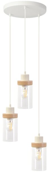 Lampadario sospeso con cavo WOODNEST 3xE27/15W/230V pino/crema