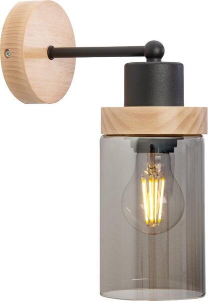 Applique WOODNEST 1xE27/15W/230V pino/nero fumé