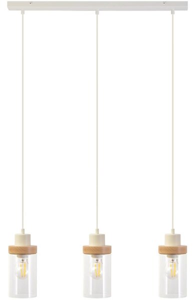 Lampadario a cavo WOODNEST 3xE27/15W/230V pino/crema