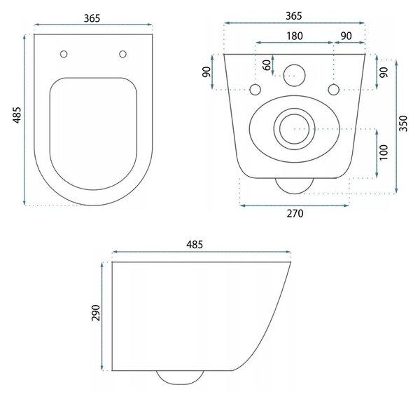 Vaso WC sospeso Rea Carlo Mini Tornado Rimless Flat Pro