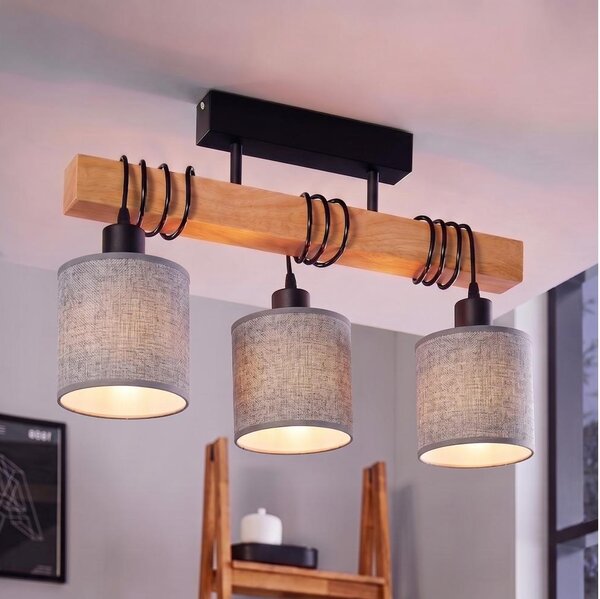 Brilagi - Plafoniera NUBILA 3xE27/60W/230V pino/grigio