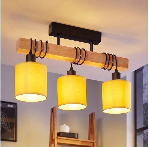 Brilagi - Lampadario a montaggio superficiale NUBILA 3xE27/60W/230V pino/giallo
