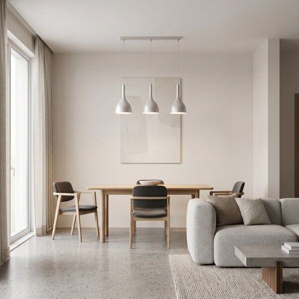 Lampada a sospensione su cavo NOAK 3xE27/15W/230V, colore crema