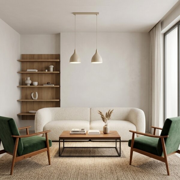 Lampadario a sospensione con cavo NOAK CLASSIC 2xE27/15W/230V beige