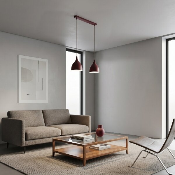 Lampada a sospensione su cavo NOAK CLASSIC 2xE27/15W/230V bordeaux