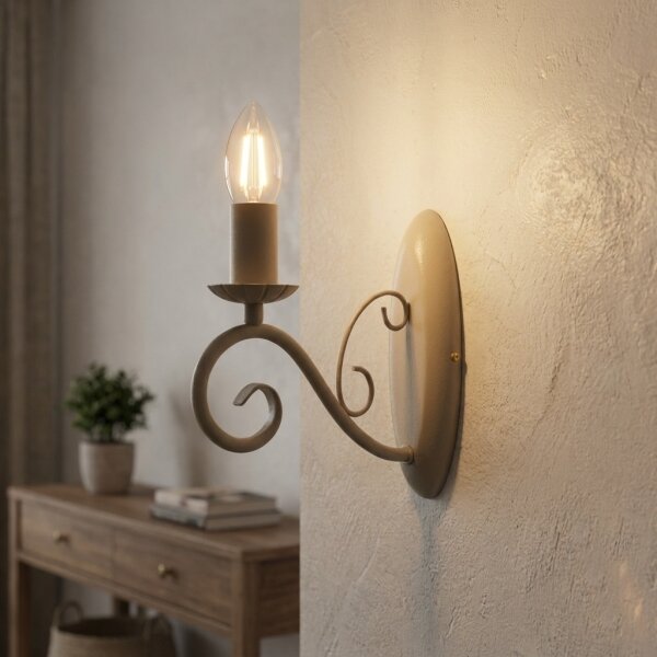 Applique da parete MAURO, 1xE14/15W/230V, beige