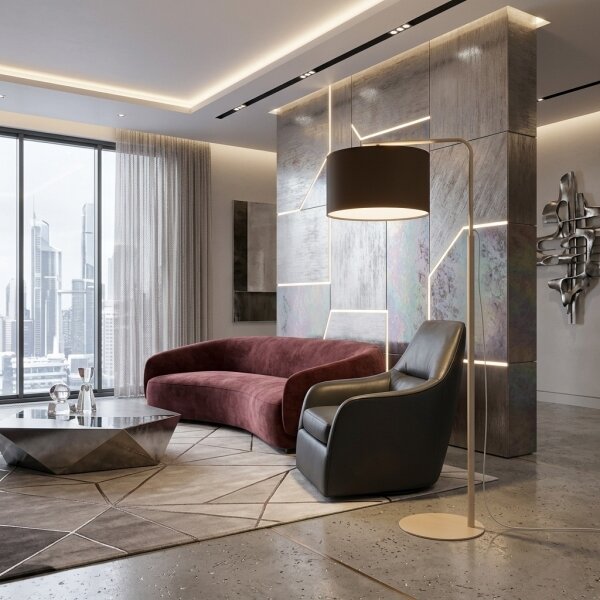 Lampada da terra ARDEN 1xE27/15W/230V beige/marrone