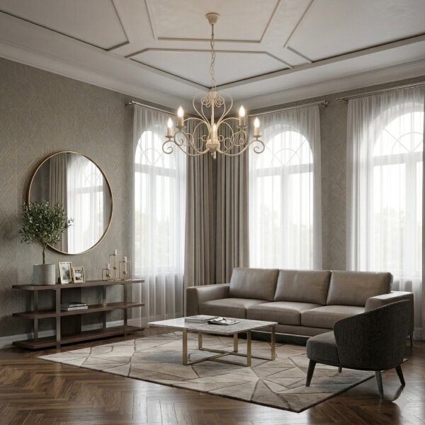 Lampadario a catena MAURO 5xE14/15W/230V beige
